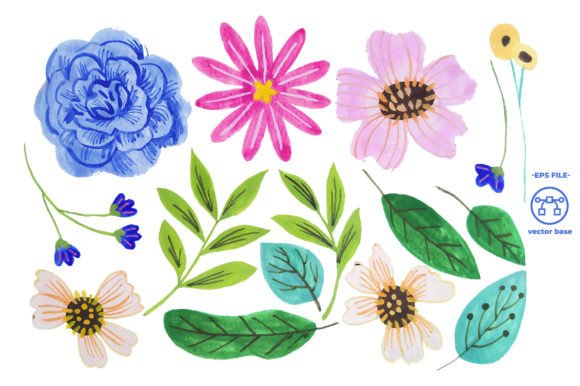 Download Watercolor Flower Elements - Flower Collection