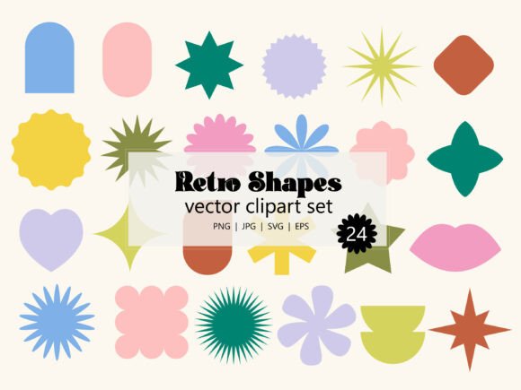 Download Retro Shapes Colorful Geometric Icons - Retro Collection