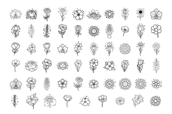 Download Minimal Line Art Flower Icon Set - Flower Collection