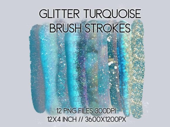 Download Glitter Turquoise Brush Strokes Clipart - Stroke Collection