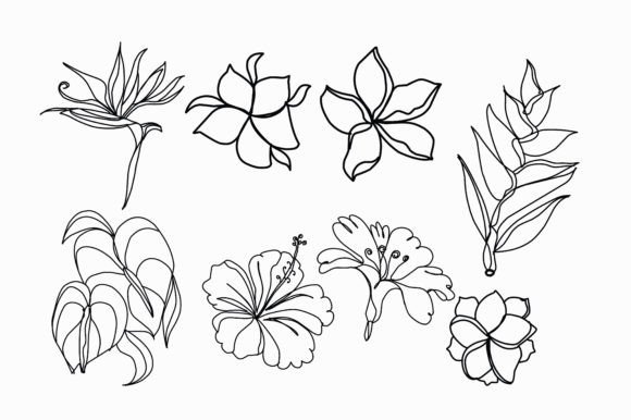 Download Mono Line Flower Aesthetic Art Bundle - Flower Collection