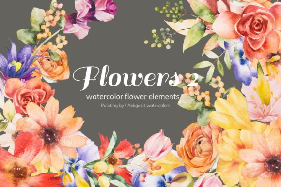 Download Watercolor Flower Elements No 3 - Flower Collection