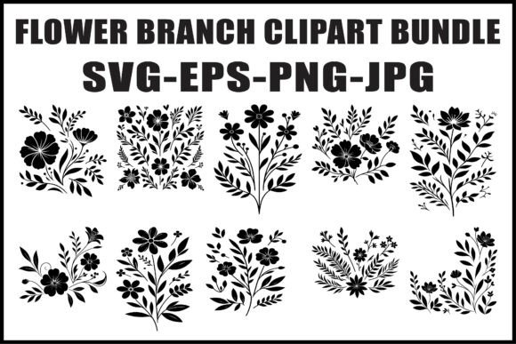 Download Vintage Flower Branch Vector Set - Flower Collection