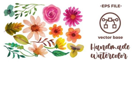 Download Watercolor Flower Elements Clipart - Flower Collection