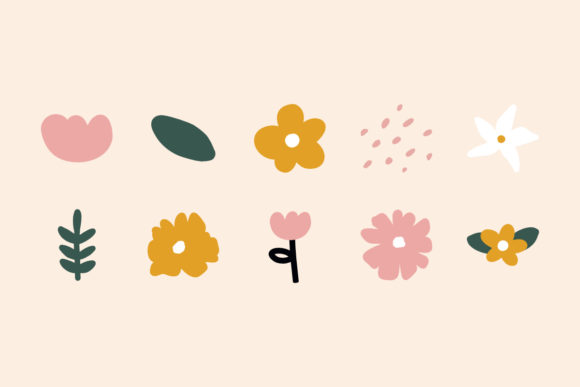 Download Simple Abstract Shapes &amp; Doodle Flowers - Flower Collection