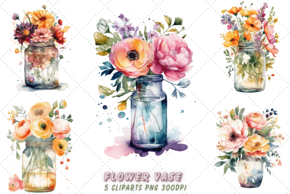 Download Watercolor Flower Vase Clipart - Flower Collection