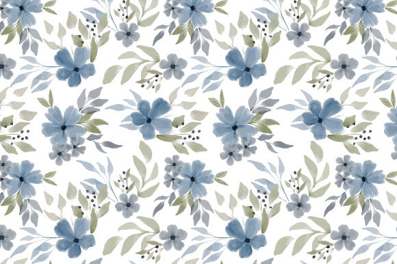 Download Watercolor Blue Winter Flower Pattern - Flower Collection