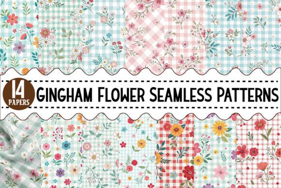 Download Gingham Flower Seamless Patterns - Flower Collection