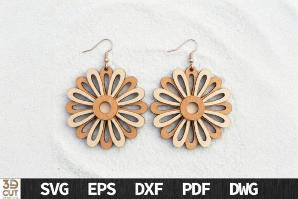 Download Layered Sunflower Earrings SVG - Flower Collection