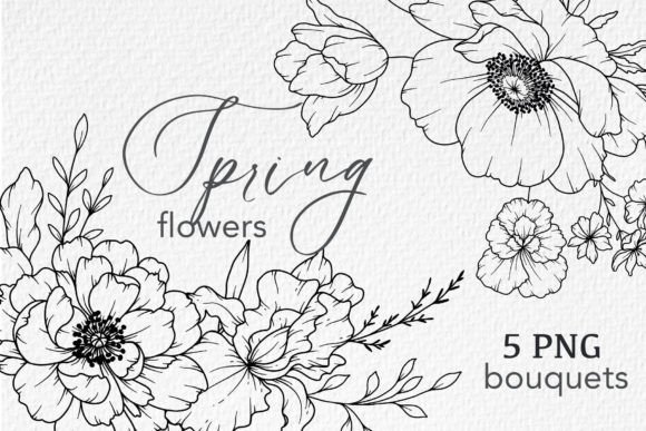 Download FLOWERS LINE DRAWING, FLORAL LINE ART - Flower Collection