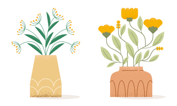 Download Flat Abstract Trendy Flowers in Vase - Flower Collection