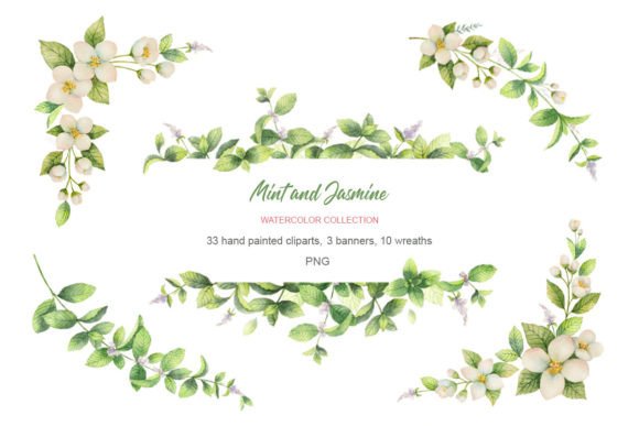 Download Watercolor Flower Elements and Wreaths - Flower Collection