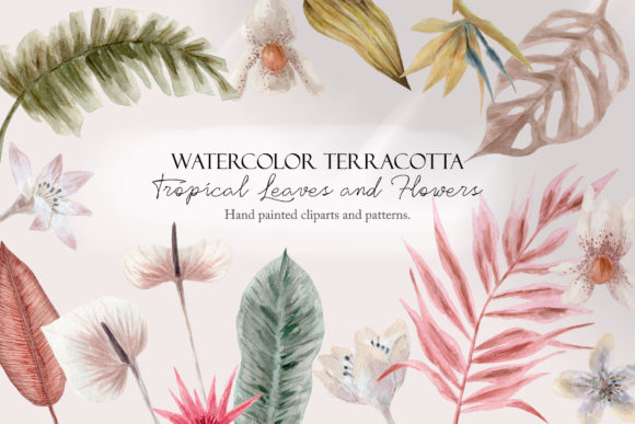 Download Terracotta Tropical Flowers and Leaves - Flower Collection