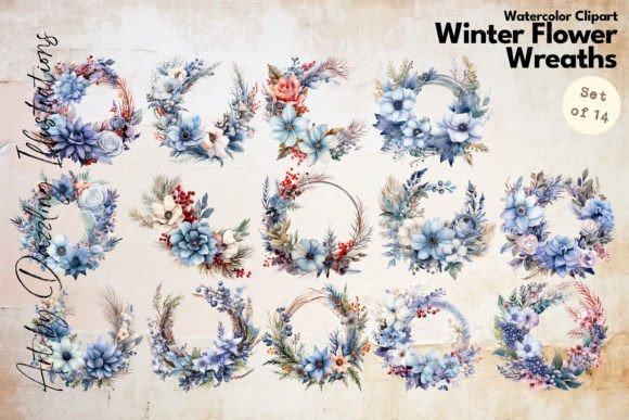 Download Winter Blues Flower Wreaths | Watercolor - Flower Collection