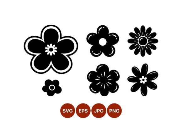 Download Black White Flower Shapes Vector Art - Flower Collection