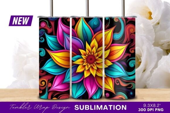 Download Vivid Abstract Flower Art Tumbler - Flower Collection