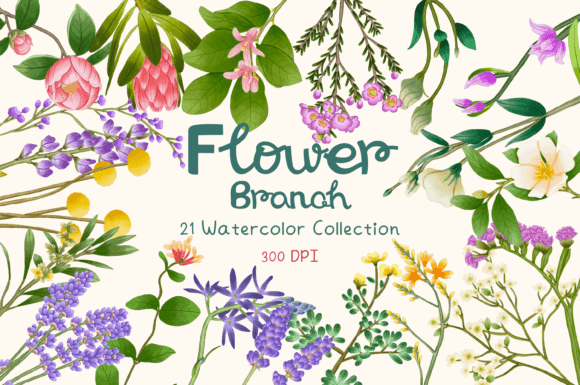 Download Flower Branch  Watercolor Collection - Flower Collection