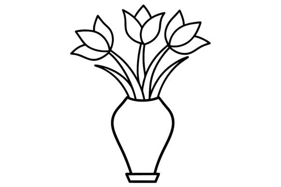 Download Flower Vase Outline with Minimal Shapes - Flower Collection