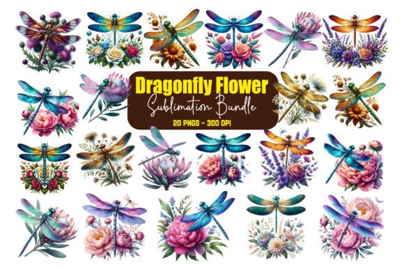 Download Dragonfly Flower Clipart Bundle - Flower Collection