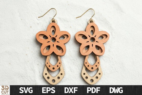 Download Layered Flower Dangle Earrings SVG - Flower Collection