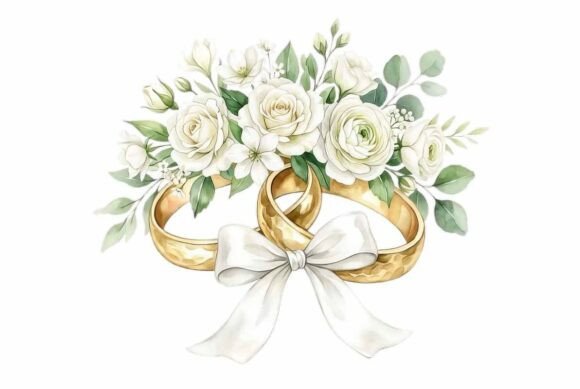 Download Gold Wedding Rings White Flowers - Flower Collection