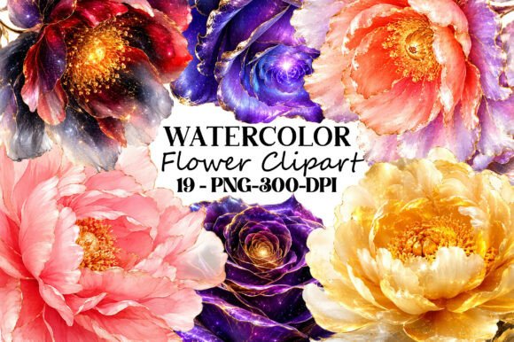 Download Watercolor Flower Clipart PNG Bundle - Flower Collection