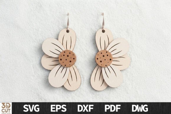 Download Layered Daisy Flower Earrings SVG - Flower Collection