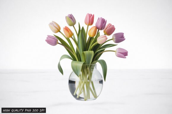Download Tulip Flower Vase Clipart PNG Design - Flower Collection