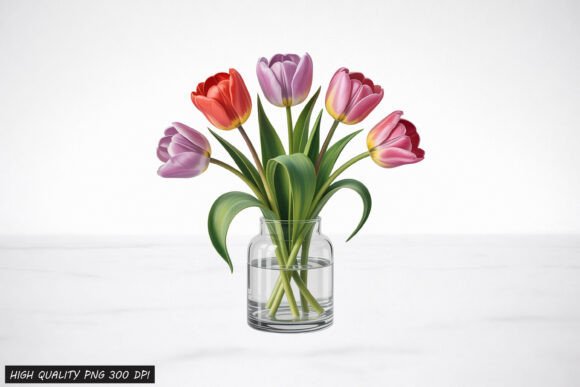 Download Tulip Flower Vase Clipart PNG Design - Flower Collection