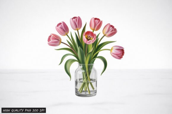 Download Tulip Flower Vase Clipart PNG Design - Flower Collection