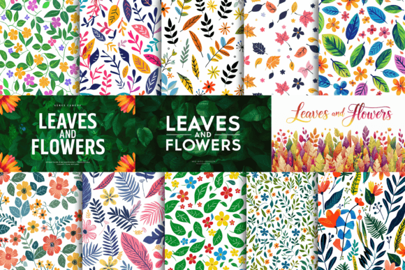 Download Simple Leaves and Flowers Pattern - Flower Collection