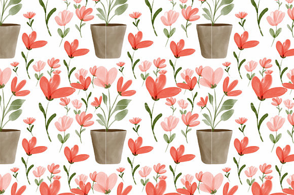 Download Watercolor Red Flower Plant Pattern - Flower Collection