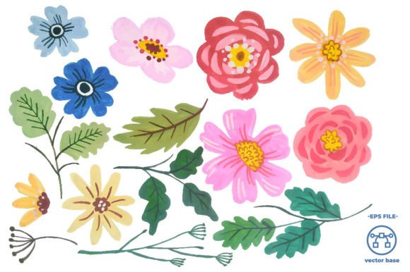 Download Watercolor Flower Elements Clip Art - Flower Collection