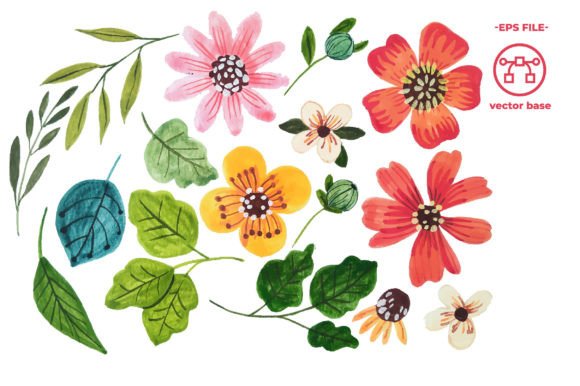 Download Watercolor Flower Elements - Flower Collection