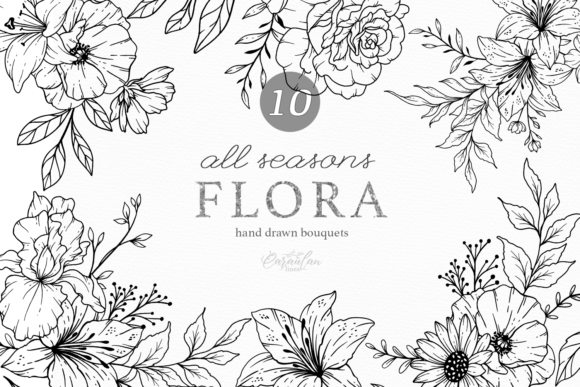 Download Floral Line Art, Fine Line Wildflowers - Flower Collection