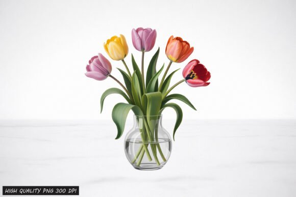 Download Tulip Flower Vase Clipart PNG Design - Flower Collection