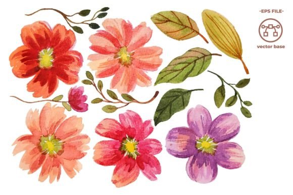 Download Watercolor Flower Elements Clip Art - Flower Collection