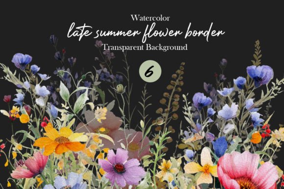 Download Watercolor Late Summer Flower Border PNG - Flower Collection