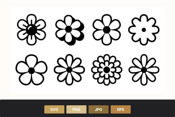 Download Simple Black and White Flower Shapes - Flower Collection