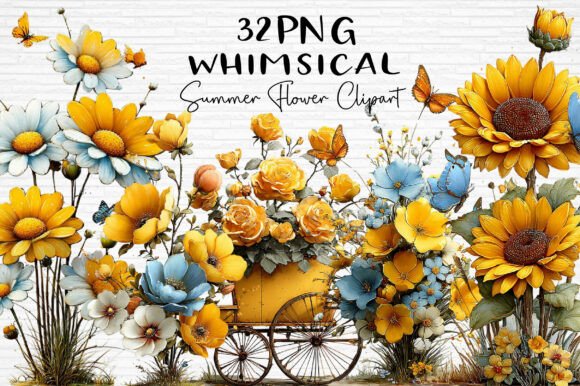 Download Whimsical Summer Flower Clipart PNG - Flower Collection