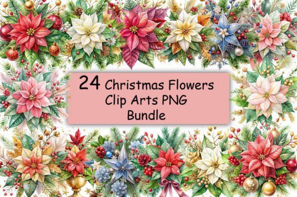 Download Christmas Flowers Clip Arts PNG Bundle - Flower Collection