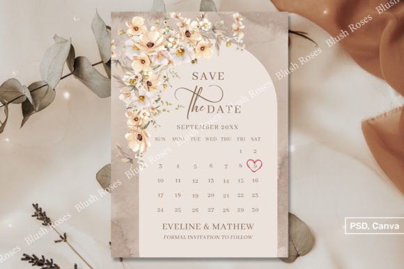 Download Neutral Wildflowers Boho Arch Save Date - Flower Collection