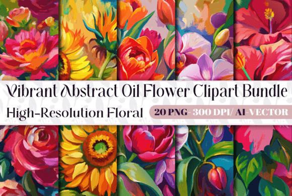 Download Vibrant Abstract Oil Flower Clipart 20 - Flower Collection
