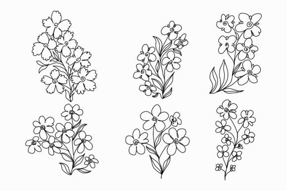 Download One-line Flower Illustration Bundle - Flower Collection