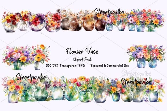 Download Foliage Flower Vase Clipart PNG Pack Art - Flower Collection