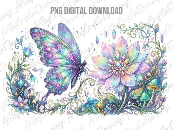 Download Crystal Butterfly Flower Clipart PNG - Flower Collection