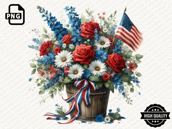 Download Patriotic Flowers American Flag Clipart - Flower Collection