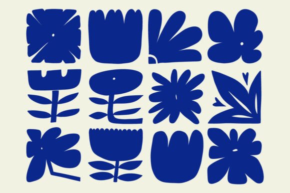 Download Bold Abstract Flower Shapes Clipart Set - Flower Collection