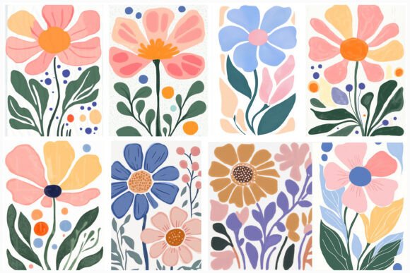 Download Abstract Boho Flowers Matisse PNG Bundle - Flower Collection