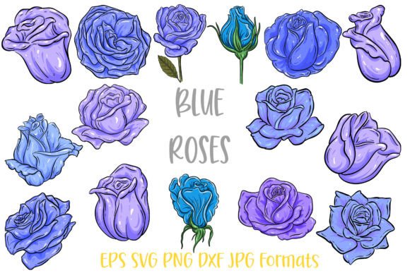 Download Blue Rose Flower Line Art Illustrations - Flower Collection